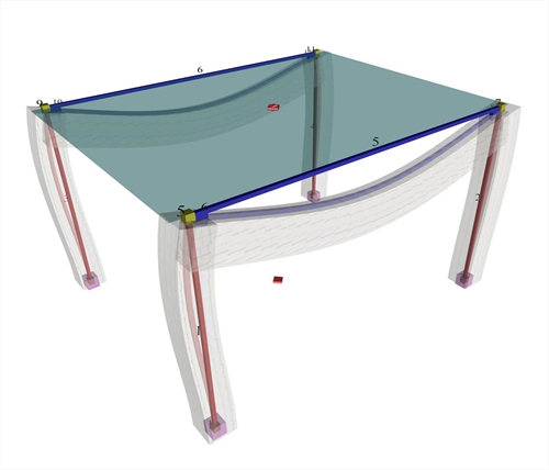 Εικόνα 3.1.3-1: Η πραγματική κατασκευή και η χωρική προσομοίωση (οθόνη από το εκπαιδευτικό λογισμικό)