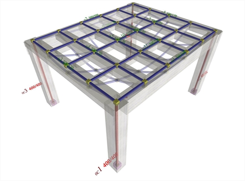 Εικόνα 3.3.6-2: Προσομοίωμα πλάκας με μέλη<br/>