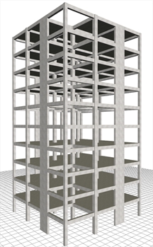 Εικόνα 6.3.1-1: Δεκαώροφο κτίριο μικτού συστήματος. Διαφραγματικοί κόμβοι και μη.Μελέτη <B_547-2>