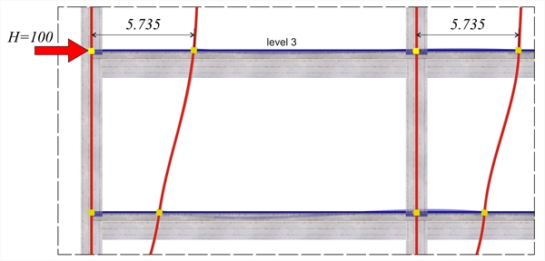 Εικόνα B.4-3: Λεπτομέρεια παραμόρφωσης των μελών της 3<sup>ης</sup> στάθμης (2<sup>ος</sup> όροφος)