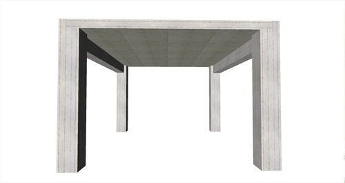 Ο σκελετός της κατασκευής αποτελείται από τέσσερεις κολόνες, δύο δοκούς και μία πλάκα<br/><μελέτη: slabs10 >