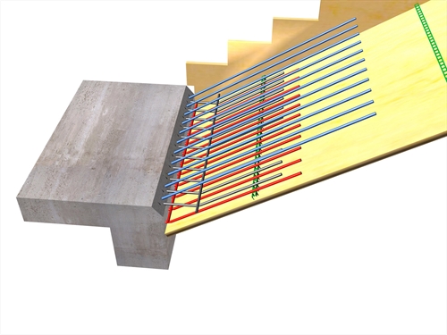 Η τακτοποίηση της ακριβούς κλίσης των αναμονών γίνεται πριν το πέτσωμα της ψάθας της σκάλας