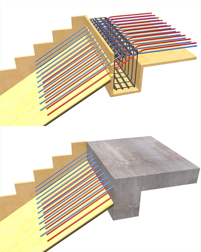 Η σκάλα που θα κατασκευαστεί σε επόμενη φάση, θα στηριχτεί σ’ αυτές τις αναμονές και στις αναμονές του κάτω ορόφου.